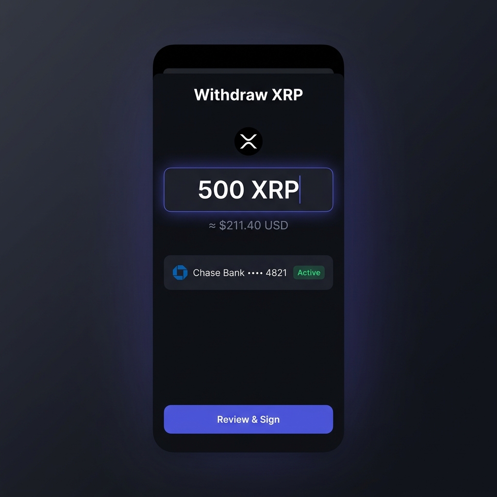 XRPay XRP off-ramp screen in Xaman